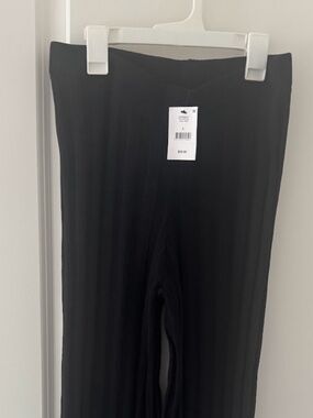 Black Ribbed, Flared Pants